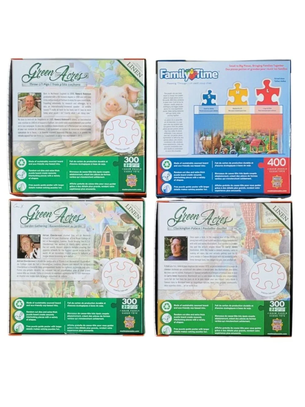 Lot of 4 MasterPieces Green Acres & Family Time EZ Grip Jigsaw Puzzles